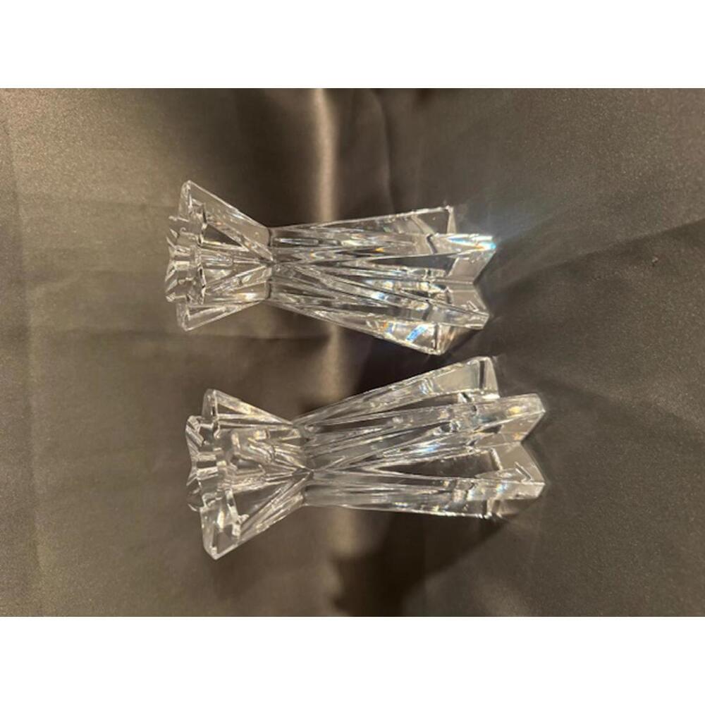 LENOX PAIR OF OVATIONS STARFIRE 6 INCH CRYSTAL CANDLESTICKS ELEGANT TIMELESS